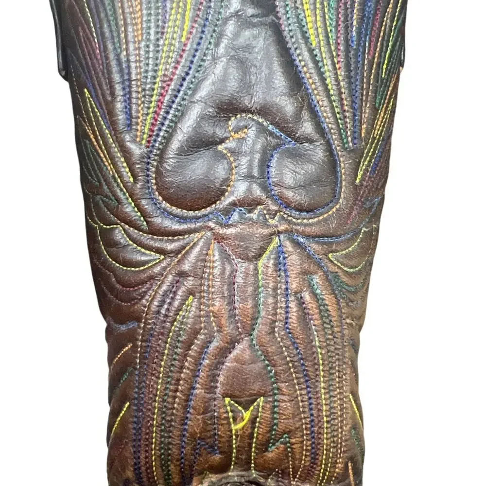 Vintage Gander Mountain Phoenix Rainbow Brown Cowboy Boot Size US 9.5 EE